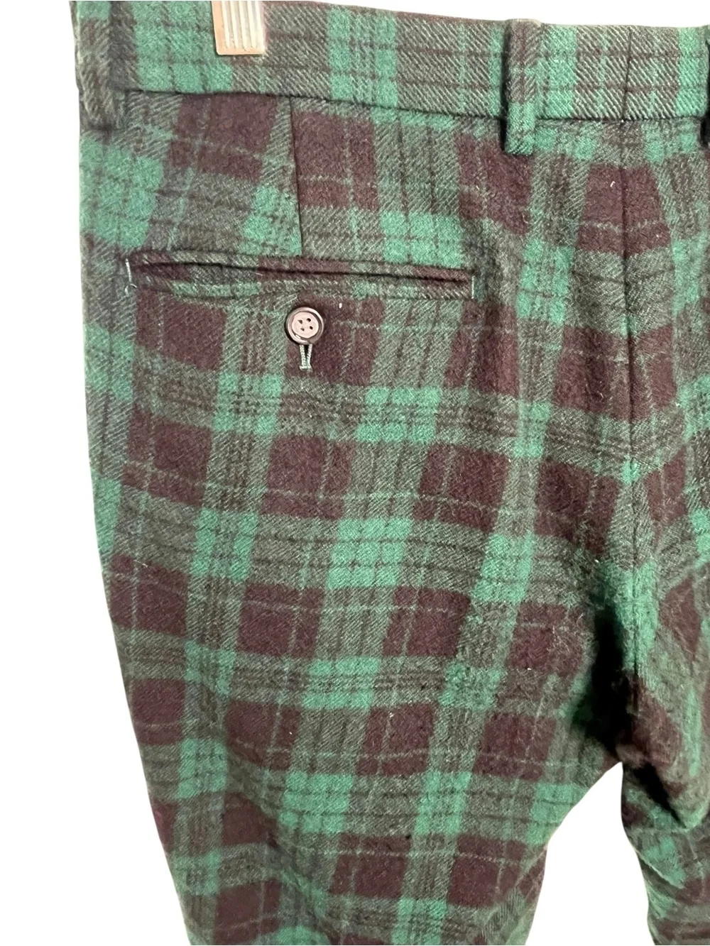 Men's Green Plaid Dress Pants - Classic Tailored Fit
